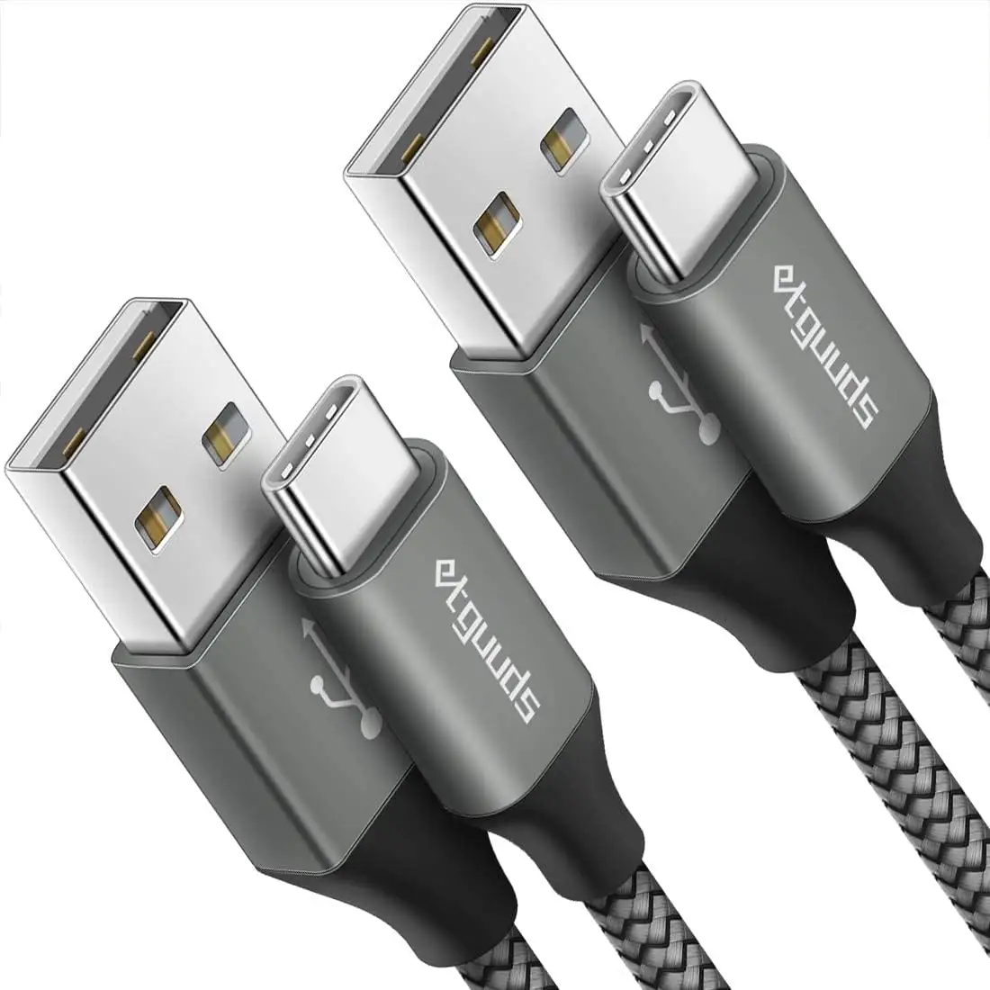 USB C형 케이블, USB A에서 USB C 3A 삼성 갤럭시 S10 S9 와 호환되는 고속 충전 편조 충전 케이블