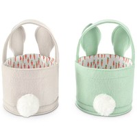 Paniers de Pâques en feutre avec oreilles de lapin imprimées carottes, pour la chasse aux œufs, en pastel, pour le printemps, porte-cadeaux de Pâques