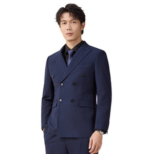 Groom Suit Men Double Breasted Gray Formal Wedding Wear Vest Set Polyester Worsteds - Product Image 4