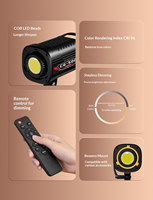 Lampe de studio vidéo COB CQ500 100W, lumière d'appoint tricolore à intensité variable avec télécommande pour diffusion en direct, portraits et prise de vue de produits