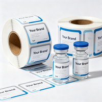 Etiquetas Personalizadas para Viales de 5ml y 10ml con Código de Barras, Resistentes al Agua, con UV Localizado, en Rollo, de Vinilo Brillante, para Botellas de Vidrio