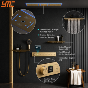 Sistema de Ducha de Lluvia Empotrado en el Techo para Proyectos Hoteleros Comerciales con LED, Música Bluetooth, Pantalla Digital y Control Termostático - Product Image 5