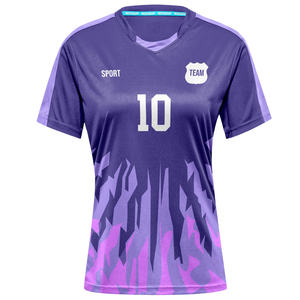 Maglia da calcio femminile retrò stile nazionale personalizzato viola uniforme da calcio Design <span class=keywords><strong>Vintage</strong></span> di alta qualità per giocatrici - Product Image 1