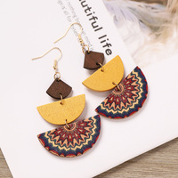 Anting Kayu Wanita Gaya Bohemia Desain Kupu-kupu Unik Motif Geometris Etnik Cetak Garis-garis Pesona Religius