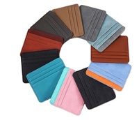 Dompet Kartu Tipis Kulit PU Warna-warni 3 Slot Kartu, Tempat Kartu Visa, Kartu Identitas, Dompet Koin Wanita