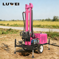 Foreuse hydraulique sur roues de 300 m pour puits d'eau, moteur diesel, pour l'exploitation minière, géothermique et le forage de puits