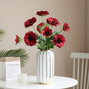 Fourniture en gros de fleurs artificielles d'anémone rose à branche unique, réaliste, type coquelicot, pour bouquet de mariée, événements, fleuristes, vente en gros - Product Image 3