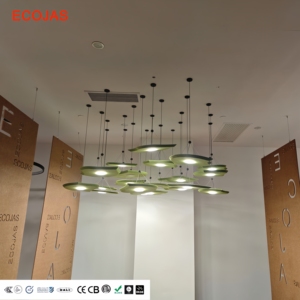 Ecojas âm thanh hiện đại ánh sáng mặt dây chuyền Acrylic Bìa điều khiển từ xa cách âm trần đèn cho được liệt kê cho sang trọng bar cafe - Product Image 2