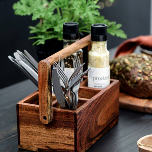 Classic Wooden <b>Utensil</b> Storage Box Rectangular Handmade Rustic <b>Kitchen</b> Tableware <b>Holder</b> Single Tier Standing <b>Kitchen</b> Gadgets - Product Image 1