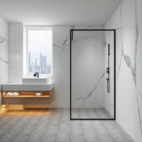 Promenade gâchée en aluminium semi Frameless dans l'écran de douche en verre de panneau d'or pour la salle de bains