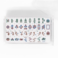 Ensemble de tuiles de mahjong américain en acrylique gravé, motif grue d'origami bleue, de luxe moderne et personnalisé, avec tapis, supports de tuiles, table et cadeaux, pour divertissement portable