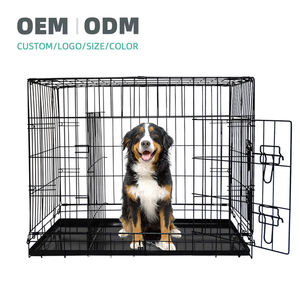 Taşınabilir Köpek Kafesi Katlanabilir Büyük Boy Köpek Kafesi Toptan Katlanır Metal Köpek Kafesi Kapı Kilidi ve Hareketli Tepsi ile - Product Image 1