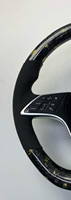 Volant de voiture sport à fond plat personnalisé pour Maybach Classe S, garniture en fibre de carbone forgée avec paillettes dorées et revêtement en Alcantara suédé