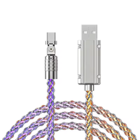 2024 nueva llegada 180 grados de rotación de luz LED accesorios de teléfono móvil 6A Cable DE DATOS USB de carga súper rápida para dispositivos IOS