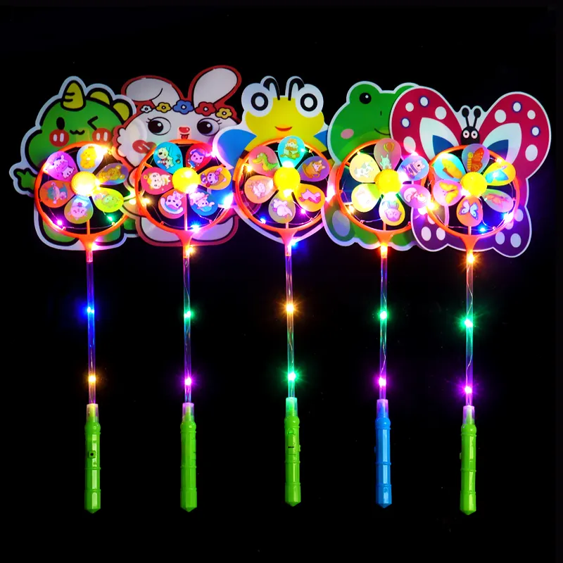 Usine directe lumineux dessin animé enfants fête jouets cadeau coloré moulin à vent flash animal LED moulin à vent