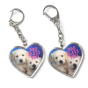 Penjualan Laris Gantungan Kunci Foto Anjing Epoksi Gantungan Kunci Hati Gantungan Kunci dengan Foto