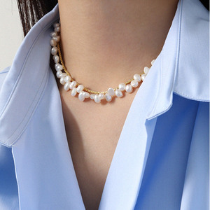 XA427 <span class=keywords><strong>Argento</strong></span> Sterling 925 Natural Perla D'acqua Dolce Collana di Perle Barocche Choker Per Le Donne - Product Image 6