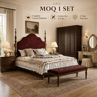 Solution de mobilier de chambre classique personnalisée : Lit moelleux, Armoire, Matelas, Table de chevet, Coiffeuse, Panneau mural