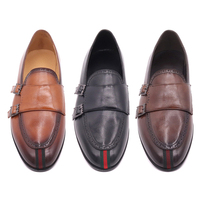 Chaussures habillées décontractées pour hommes en cuir PU microfibre style britannique classique, de luxe, à boucle moine, à enfiler, antidérapantes, collection automne légère
