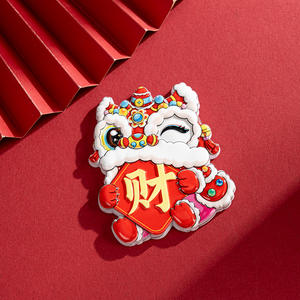 Aimants de réfrigérateur de style chinois avec danse du lion, aimants créatifs du Nouvel An avec le caractère « Fa Cai » - Product Image 5
