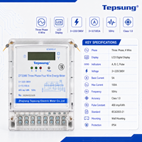 Compteur d'énergie numérique triphasé à quatre fils Tepsung ETB02, classe 1.0, 5A 100A 50 60Hz, certifié IEC, montage mural, surveillance de la puissance