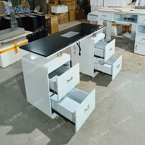 Table à ongles double avec dépoussiéreur Table de technicien en manucure de luxe - Product Image 3