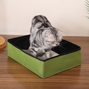Foldable Oxford Cloth <b>Cat</b> Litter <b>Box</b> Large Size Waterproof Portable Open Top For <b>Cats</b> - Product Image 2