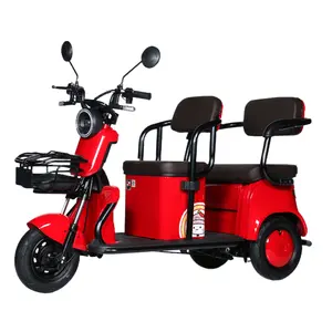Tricycle de loisirs électrique à cadre en acier 48V-72V 48V-72V Conception de passagers et de marchandises à double rangée pour usage domestique