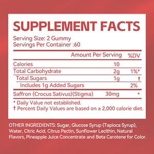 120Pcs <b>Saffron</b> Extract Antioxidant Gummies Health <b>Supplements</b> for Immunity Support and Adults OEM Bulk Order - Product Image 2