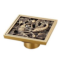 Grille de drain de sol rectangulaire en laiton de 4 pouces, style antique européen, anti-odeur, pour salle de bain, douche, hôtels