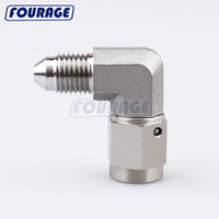 Fourage -3AN AN3 Adaptor Fitting Selang Rem Baja Tahan Karat 90 Derajat Pria ke Wanita