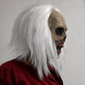 Masque intégral en latex de zombie aux cheveux blancs - Costume amusant et drôle pour Halloween, masque de zombie moelleux et confortable pour adultes - Product Image 3