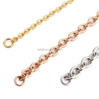 Chaîne à maillons ronds en acier inoxydable plaqué or 18 carats et or rose, chaîne Rolo, collier avec fermoir mousqueton, chaîne de base pour bijoux