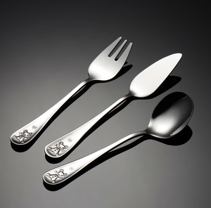 DFK0311 Ensemble de couverts pour enfants en acier inoxydable SUS 304, motif ours en peluche, couteau, fourchette, cuillère, 3 pièces - Product Image 3