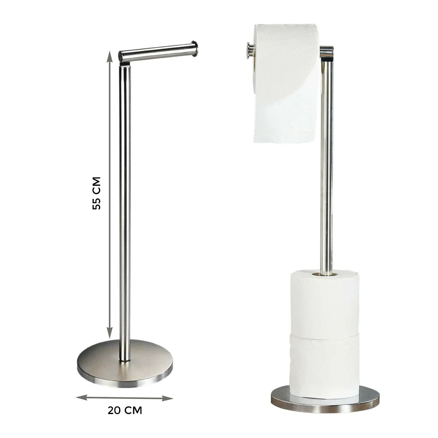 Toilet Roll Holder Free Standing Stainless Steel 2 In 1 Toilet Paper Stand