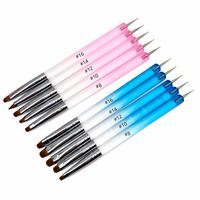 Pinceau à double tête pour nail art avec manche en acrylique, tailles 8, 10, 12, 14, 16, personnalisable avec logo – Idéal pour la French Manucure