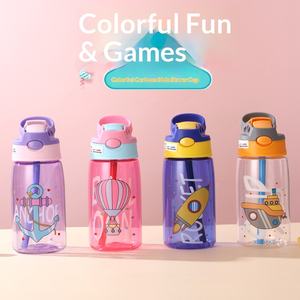 Gourde en plastique pour enfants avec paille, motif dessin animé, design estival haut de gamme, vente en gros et personnalisation - Product Image 3