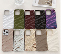 Casing ponsel 3D lucu mewah, pelindung telepon genggam bentuk ombak air pola riak untuk iPhone 14 15 16 Pro Max lembut TPU tahan guncangan