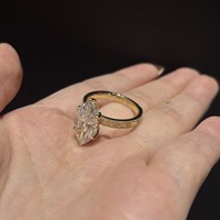 Bague de fiançailles en or 10k 14k 18k avec diamant CVD de 1ct 2ct 3ct 4ct taille marquise, sertie de filigrane vintage, diamant de laboratoire IGI