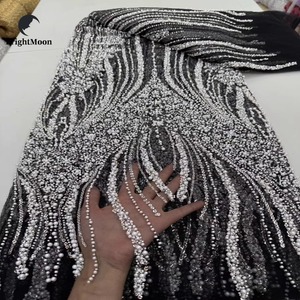 럭셔리 레드 튤 메쉬 자수 레이스 패브릭 스팽글 여아 액세서리를위한 여성용 웨딩 파티를위한 새로운 페르시 네트 레이스 - Product Image 2