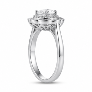Anillo Ovalado Vintage de Latón con Baño de Rodio, Diseño Floral con Circonita Cúbica 5A, Regalo para Mujer, Compromiso, Boda, Fiesta - Product Image 3