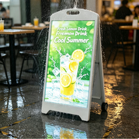 Afficheur numérique LED pliable rechargeable en forme de A avec roulettes, signalétique LED de haute qualité pour la promotion commerciale des restaurants