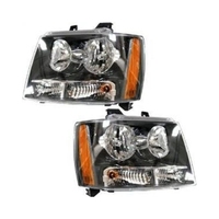 Kit Lampu Depan Amber Otomatis, Lampu Belakang, Casing Hitam, Lensa Fender Samping untuk Perakitan Lampu Depan Chevy Silverado Avalanche 2003-2006