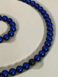 도매 뜸 돌 희귀 한 지구 무선 목걸이 밝은 블루 골드 마그네틱 비즈 자체 프라이밍 목걸이. - Product Image 6