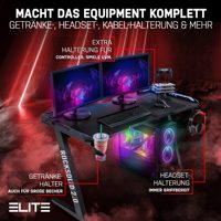 Poste de travail de jeu PC grand bureau de jeu de bureau avec lumière LED RVB ordinateur e-sports Table de jeu Pc noir coin Gamer bureau