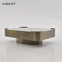 WBERT Tiroir carré personnalisé Rangement Design Post-Moderne Métal Marbre Combinaison Lumière Luxe Table basse en acier inoxydable Petite