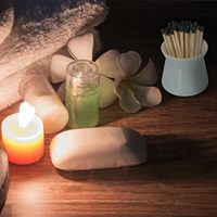 Boîte à allumettes bleue en céramique faite à la main, pot à allumettes mignon avec griffoir pour bougies, cheminée, salon
