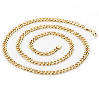 Venta caliente de la joyería de oro plana de acero inoxidable 18k de oro llena de Cuba frenar cadena cadenas de oro
