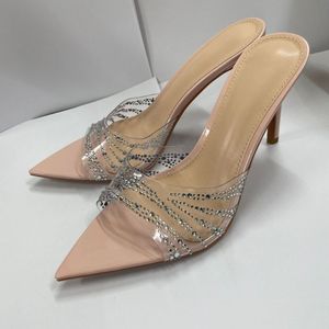 Chaussures à talons aiguilles de luxe pour femme en PVC avec cristaux et bout pointu en Perspex - Product Image 1