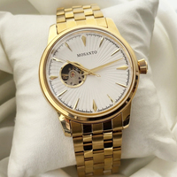 Montre mécanique à remontage automatique pour hommes d'affaires, cadran blanc soleil, mouvement apparent